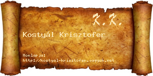 Kostyál Krisztofer névjegykártya